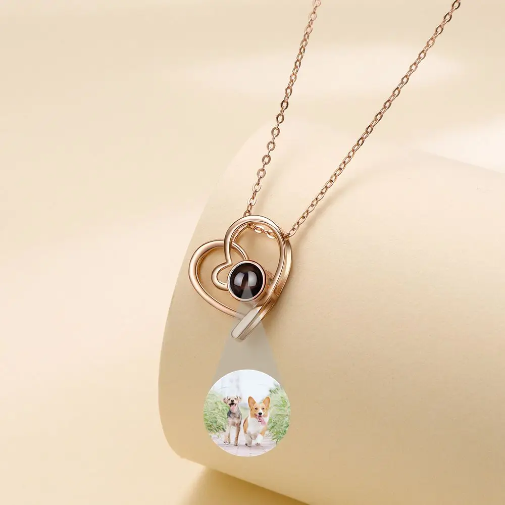 Personalized Customized Photo Heart Necklace for Women Projection Photo 925 Silver Necklace Girls Birthday Jewelry Gift