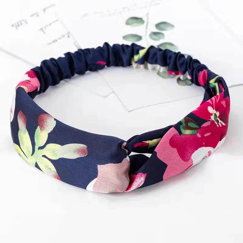 Fashion WomenFloral Headband Hair Accessories Leopard Cross Knotted Bow Chiffon Hair Band Girls Headdress Ladies Hoop Headwear