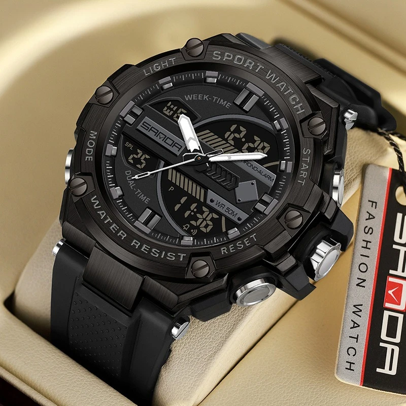 

Хит продаж: новые электронные мужские часы, модный тренд, для активного отдыха, светящиеся, водонепроницаемые, ударопрочные, с будильником.