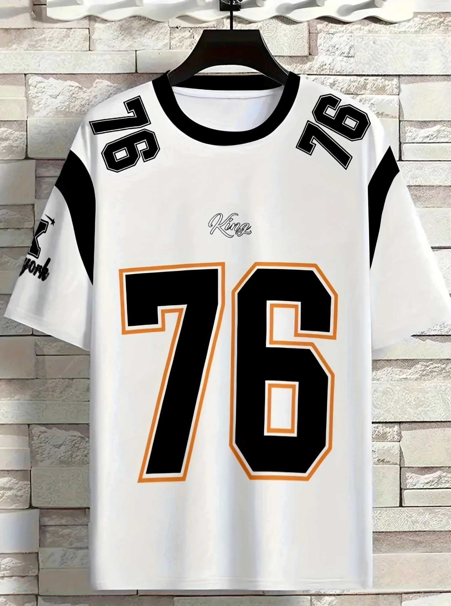 

KING NO.76 Men 2025 Autumn Short Sleeve T-Shirt Men Plus Size Football T-Shirt Sportwear Outdoor Round Neck T-Shirt Men Clothing
