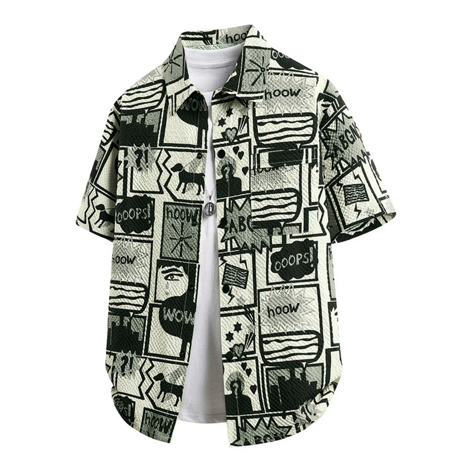 Summer Hawaiian Beach Shirt Men Plus Size 8XL Short Sleeve Shirts Fashion Streetwear Shirts Male Big Size 8XL