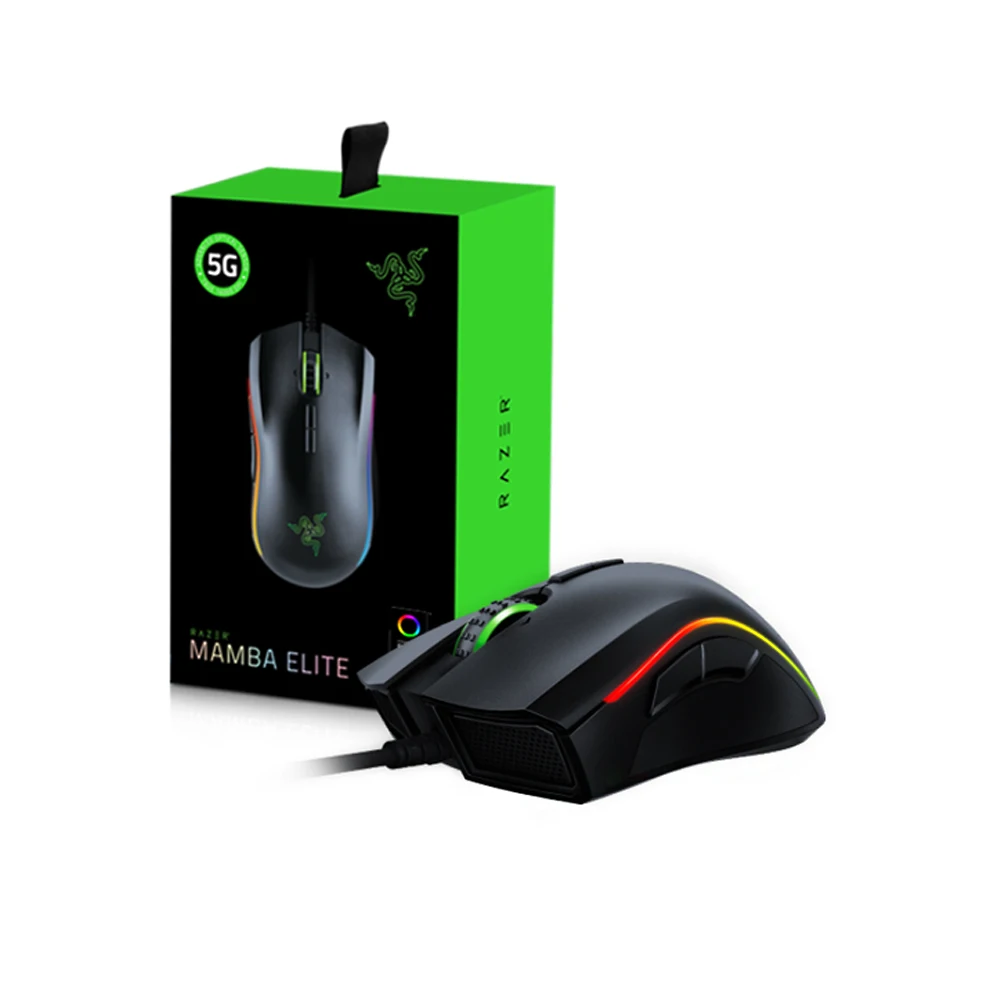 

100% Original 16000 DPI RGB back lighting Razer Mamba Elite Gaming Mouse Ergonomic wired Optical Sensor Wired Mouse