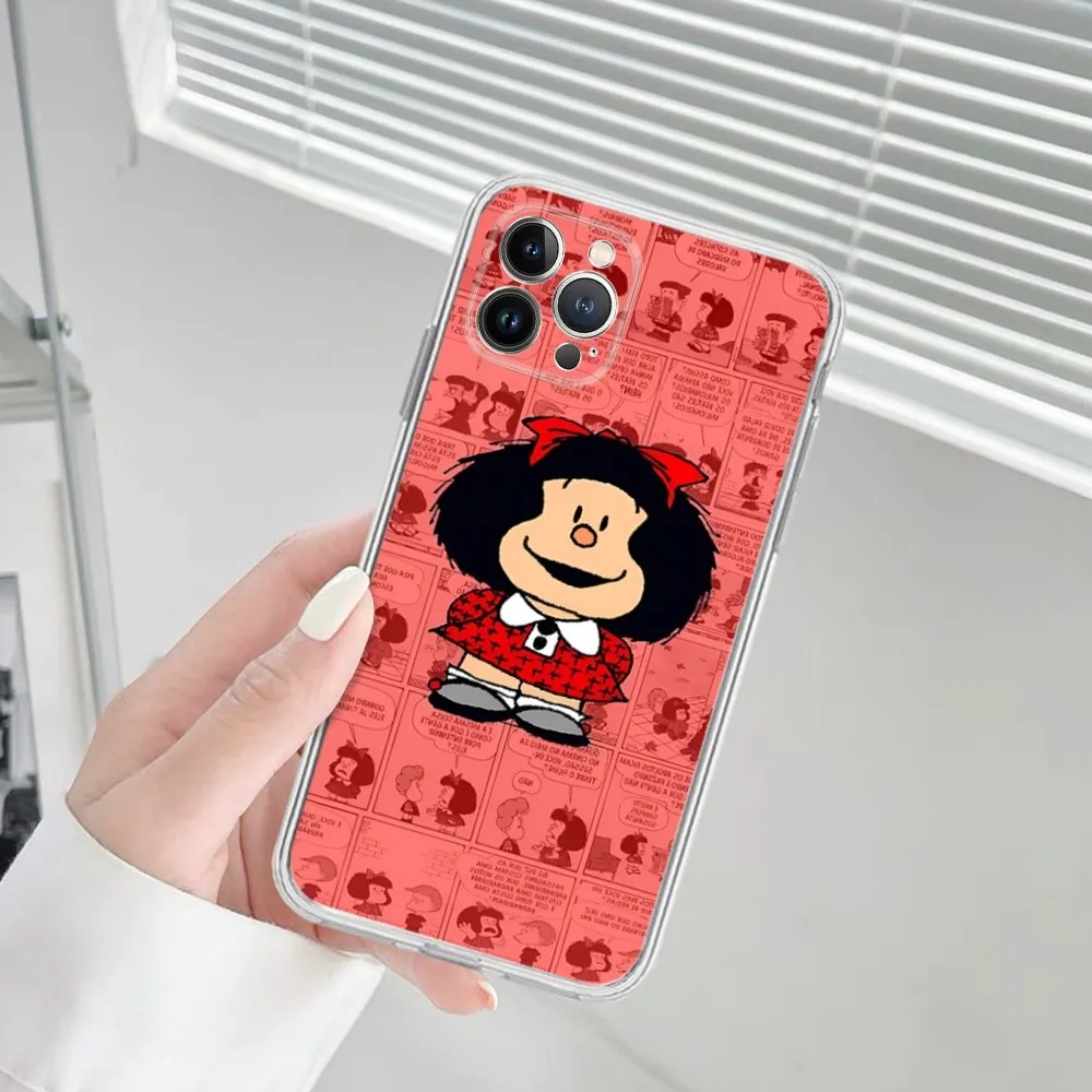 Mafalda Phone Case For iPhone 16 15 14 11 12 13 Mini Pro XS Max Cover 6 7 8 Plus X Funda Shell