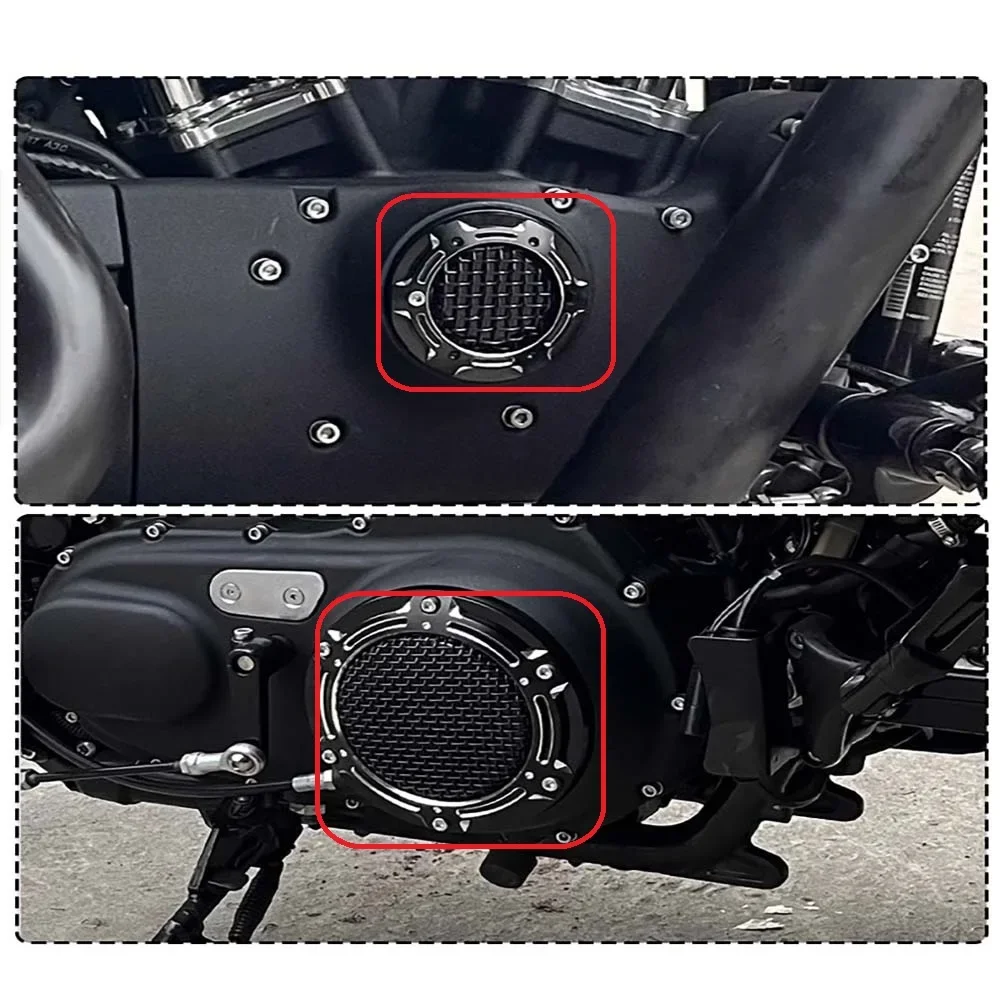 Motorcycle Engine Clutch Side Cover Modified Cover Mesh Clutch Cover Fit for Halley  XL883 XL1200 X48