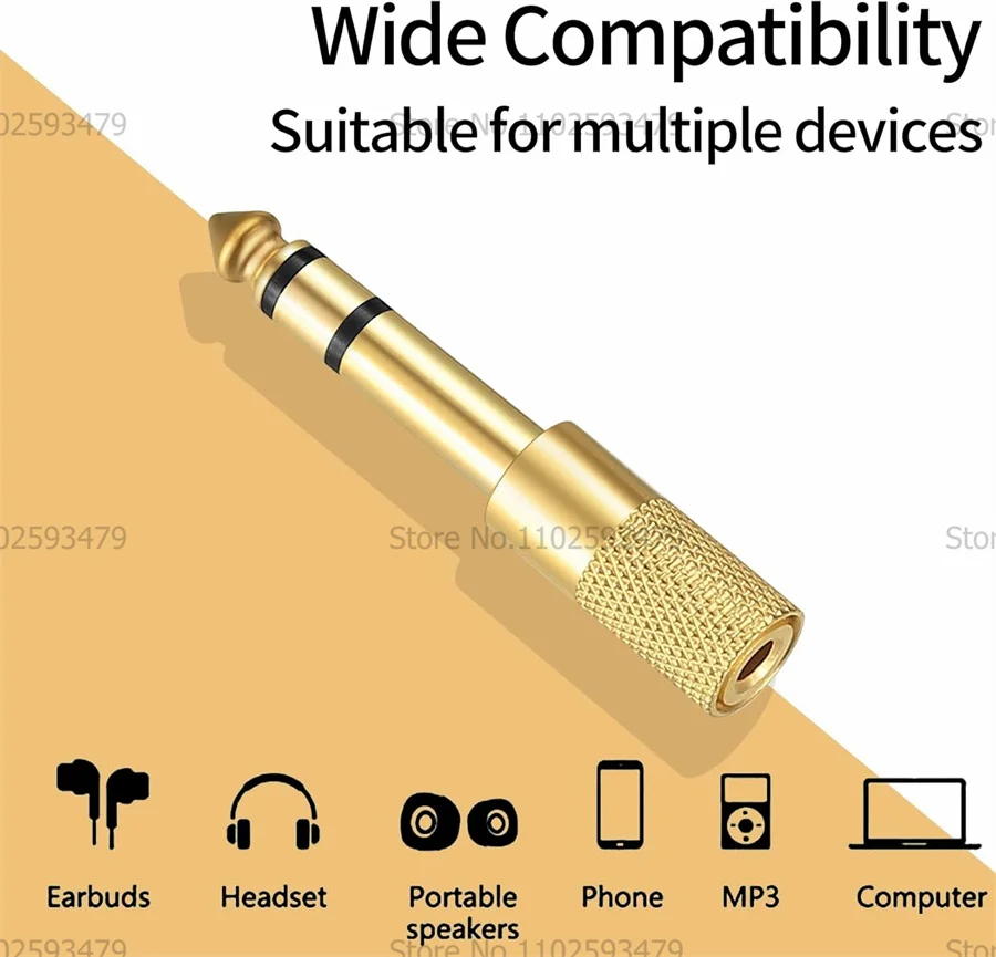 Adaptador de Audio para auriculares estéreo, conector macho de 100mm y 6,3 \