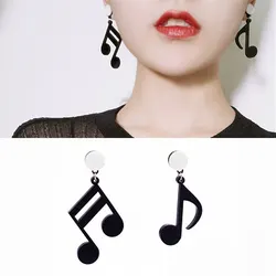 Notes Music Earrings Black Acrylic Asymmetric Earrings Women Girl Party Accessory Jewelry Bijoux 2023Gift Wholesale Hot Sale