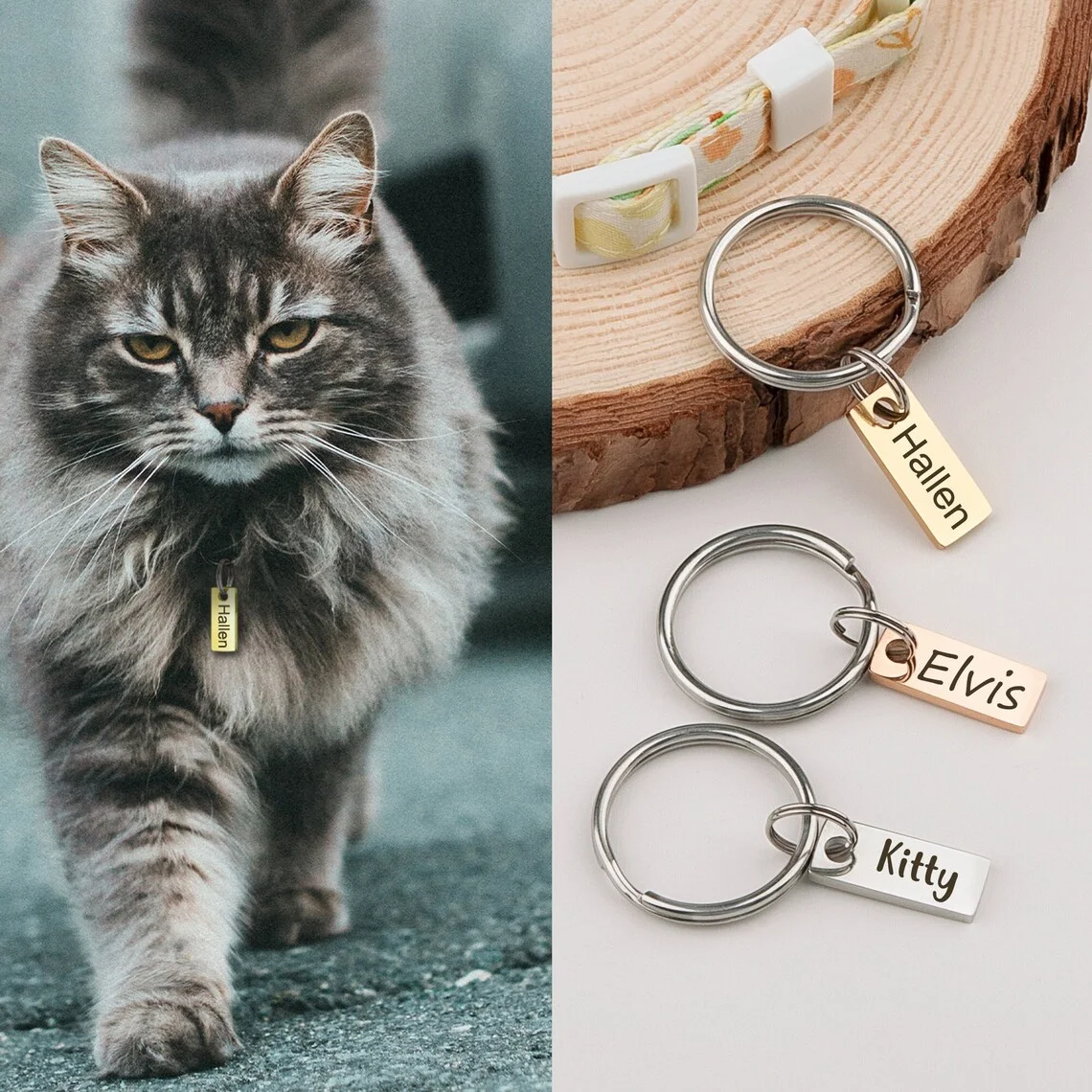 Anti-lost Double-Sided Engraved Pet ID Dog Tags Personalized Dogs Collar Accessories Decoration Cat Collars Dog Tags