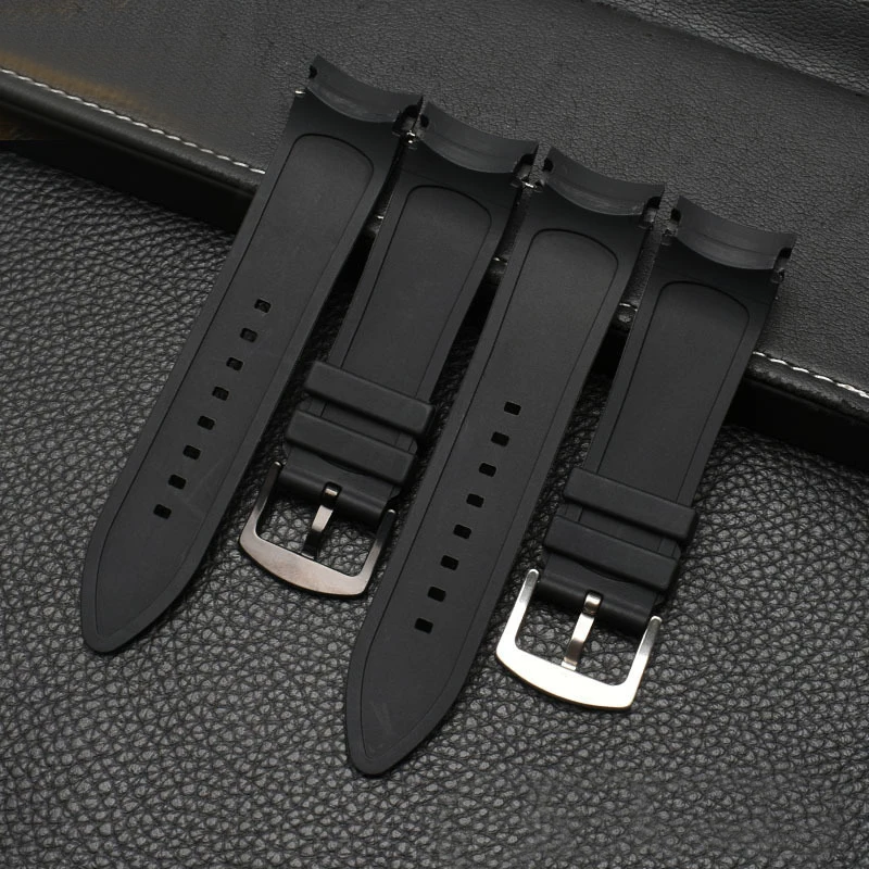 Curved End Silicone Watch Band for Porsche design p6612 watch strap watchband black Wristband Replacement Watch Bracelet 24mm