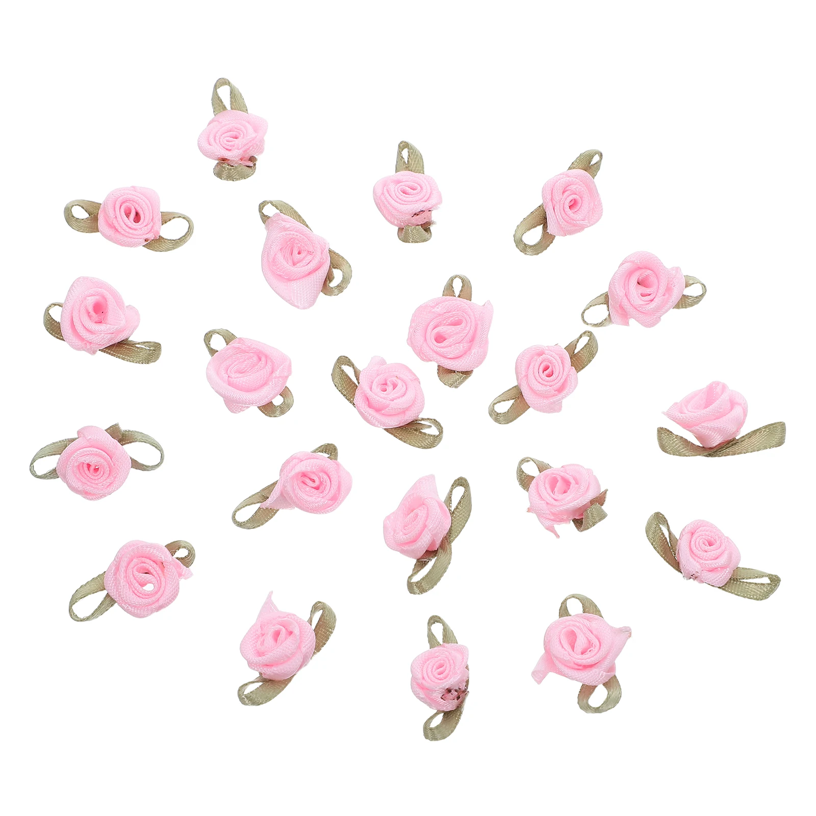 

100 Pcs Mini Roses Flower Decorations Decorative Pink Artificial Flowers for Crafts Ribbon