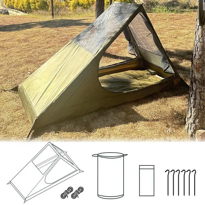 

Camping Tent 1 Person Portable Lightweight Tent Hiking Survival Accessories Outdoor Safety Equipment Camp Bedding For Traveling
