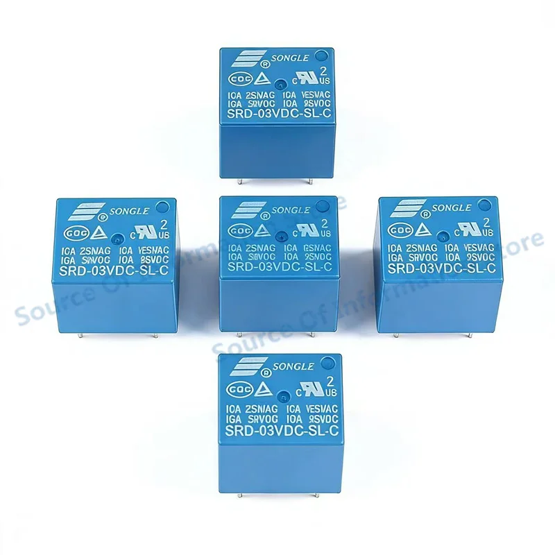 

100Pcs SRD-03V/05V/06V/09V/12V/24V/48VDC-SL-C T73 Relay 5Pin 10A 100% New