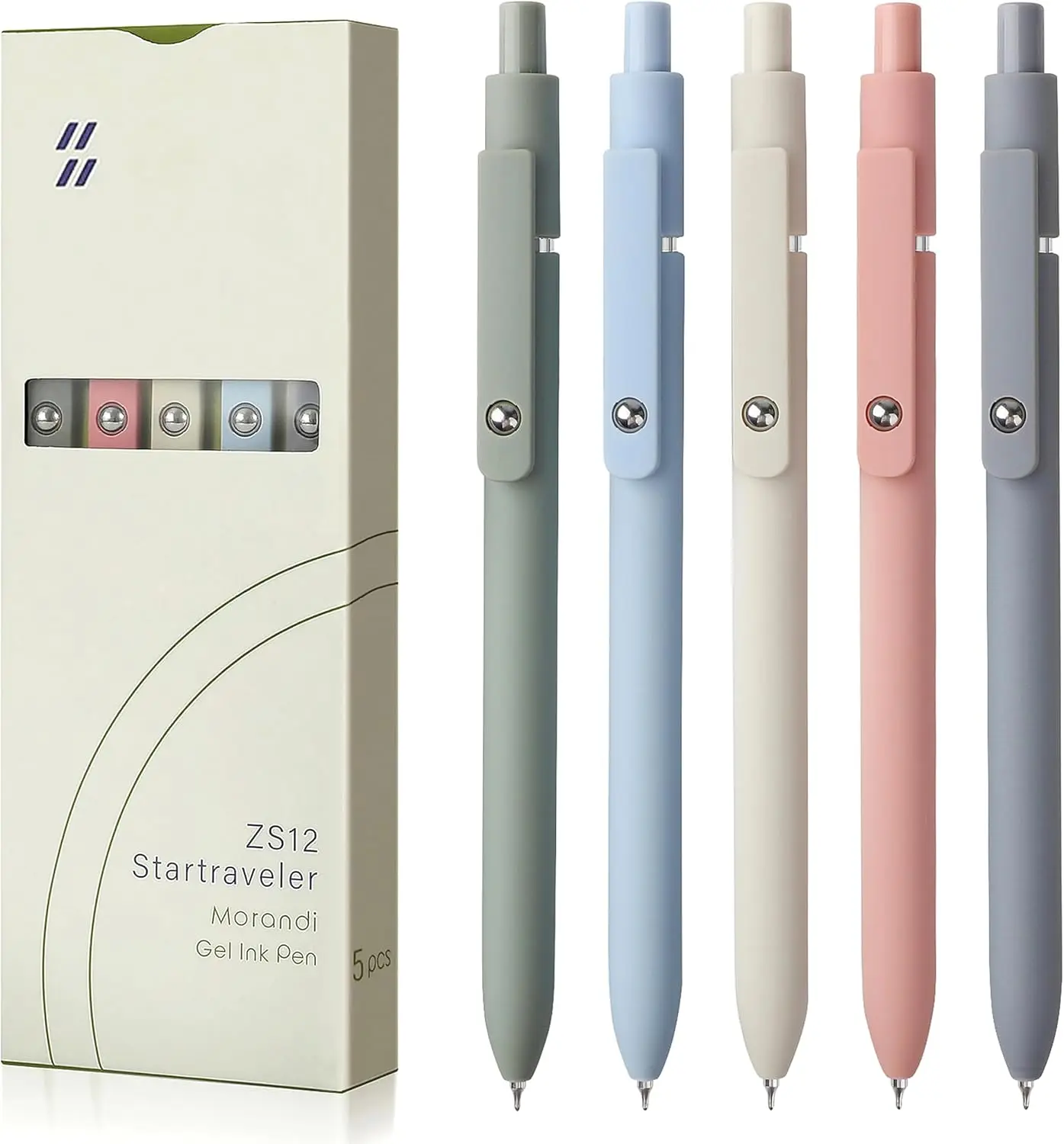 

5 Pack Retractable Gel Pens, Fine Point 0.5mm, Quick Dry Black Ink, Smooth Writing for Office School Home