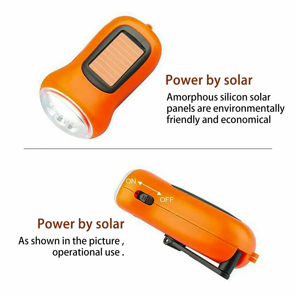 Portable Mini LED Solar Hand-cranked Generator Flashlight Energy-saving Torch Emergency Manual Flashlight