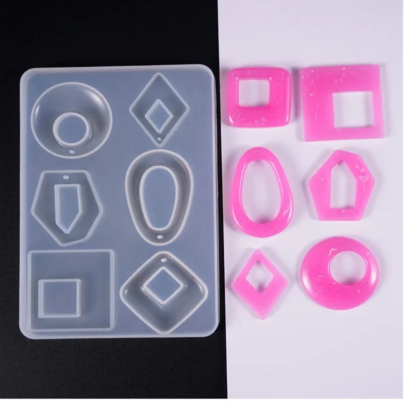 New 1PCS 6 Style Pendants Craft DIY Transparent UV Resin Liquid Silicone Combination Molds for Making Earring Necklace Jewelry