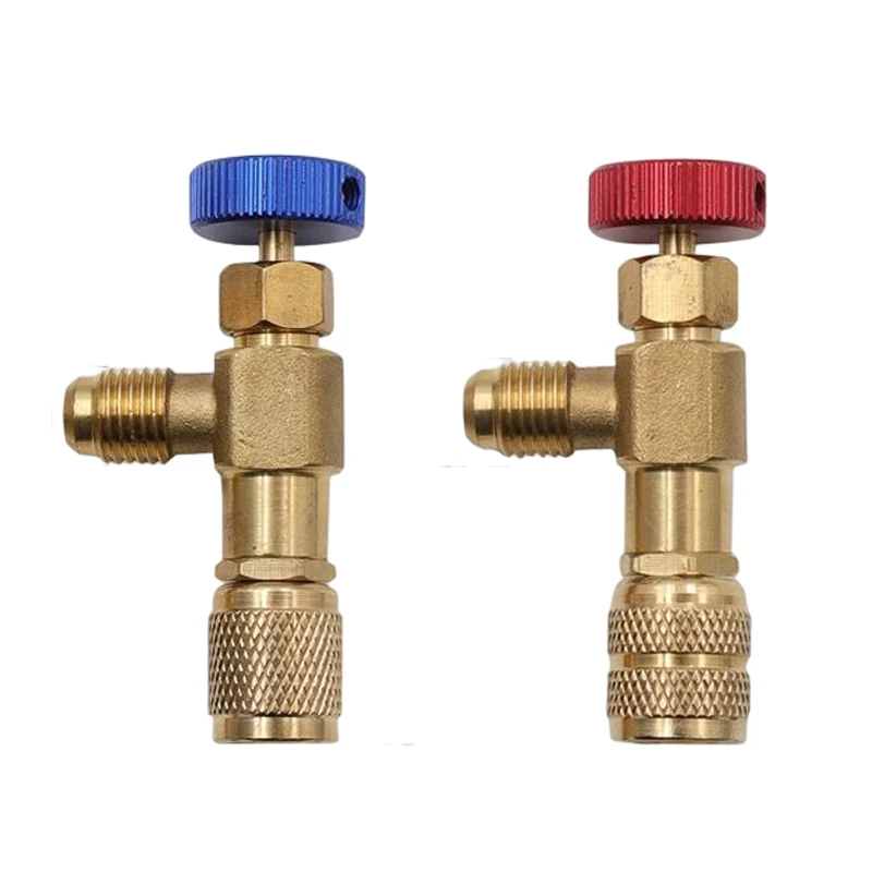 2pcs Air Conditioning Refrigerant Liquid Connector Safety Valve R22 R410 Leakage Free Fluorine Refrigerant Filling Joint Adapter