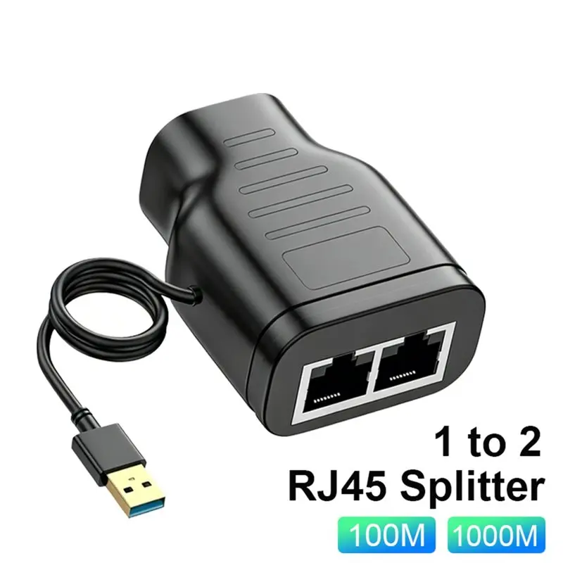 NEW HOT In Stock-For Computer Router 1000Mbps RJ45 Splitter 1 To 2 Ethernet Adapter LAN Internet Connector Compatible For Cat5/5