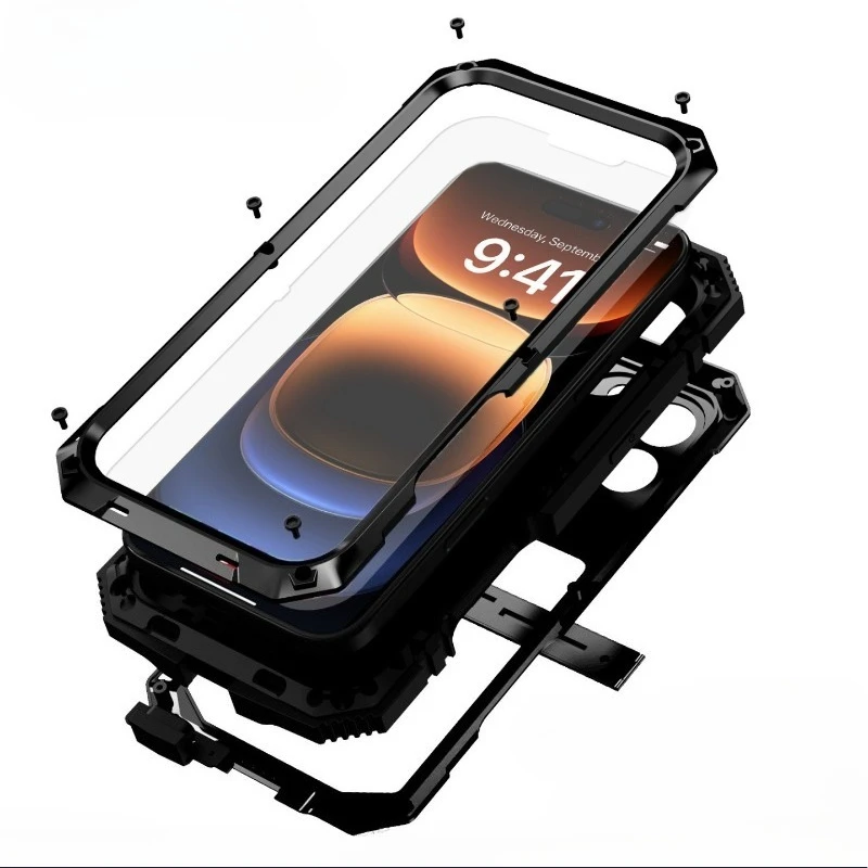 New Metal Phone Case For iPhone 16e 15 Pro Max 14 Plus Luxury Aluminum Shockproof Cover Full Protection Military Shell
