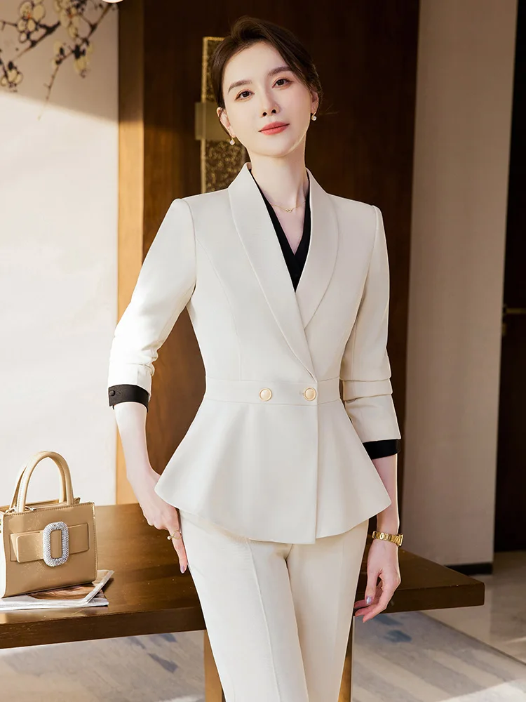 Ele Profional Women's Suit Set for Spring Autumn Jewelry Store Front Desk Reception Work orm Formal Outfit