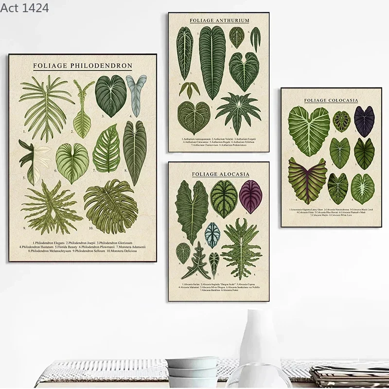 Foliage Philodendron Plant Canvas Paintings Anthurium Posters and Prints Wall Art Pictures for Living Room Decoration Cuadros