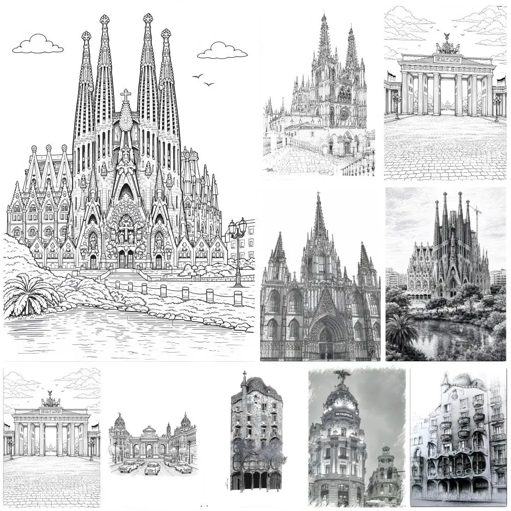 Poster, Schlafzimmer, Heimdekoration, Kunstposter, perfektes Geschenk für Familie und Freunde, S-Spanish Classic LandmarksS