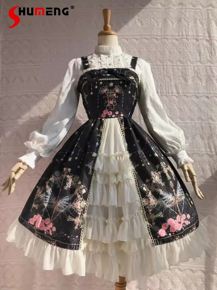 

French Elegant Court Style Princess Dress JSK Women's High Waist Slimming Elegant Sweet Lolita Dress Princess Tea Party Lo Dress