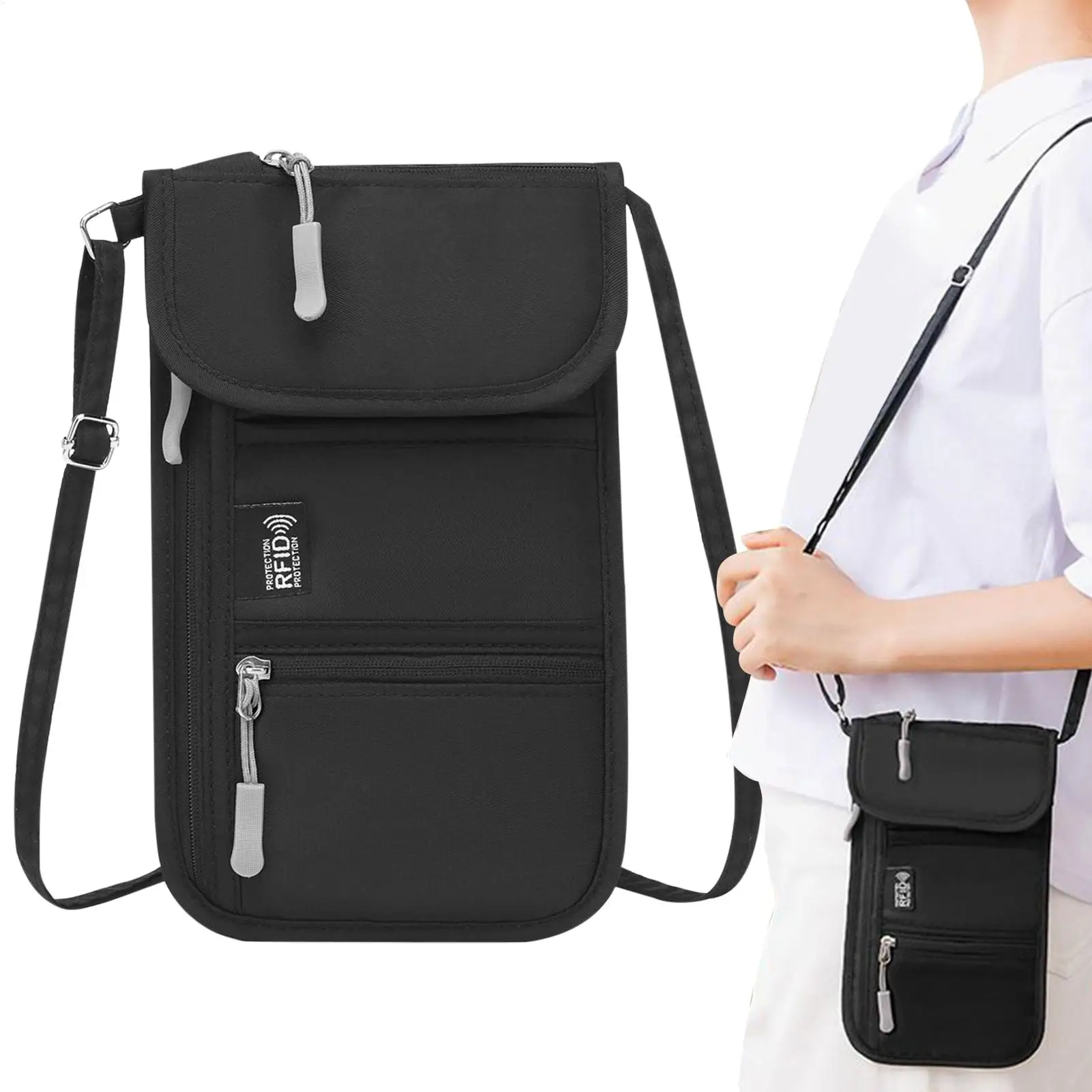 

Waterproof Travel Passport Holder Bags Anti-theft Document Storage Bags Oxford Cloth Card Carrier For Daily Vacation Business