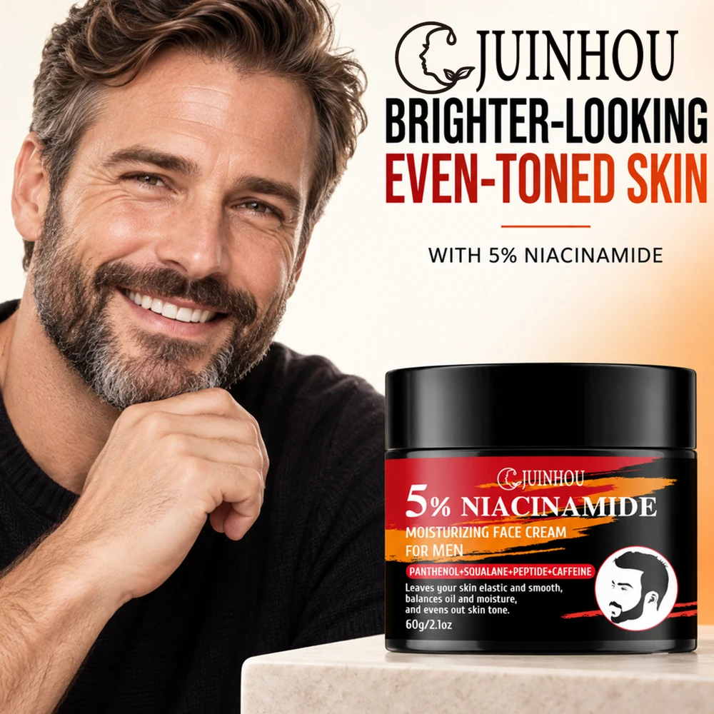 JUINHOU Men Face Moisturizer 5% Niacinamide & Pro-Xylane Balance Oil Moisture Even Skin Tone Reduce Puffiness Daily Skincare