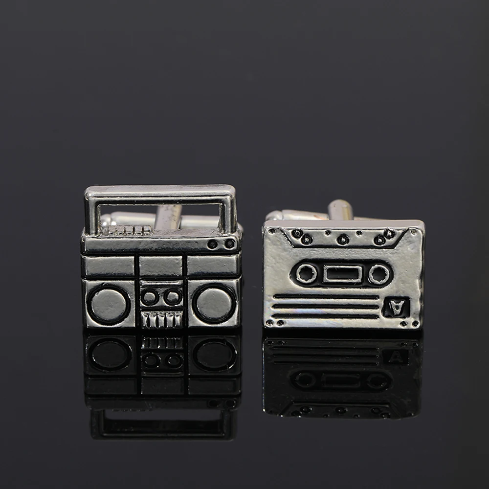 Vintage Radio And Type Shaped Design Mens Cufflinks Music Theme Sleeve Button