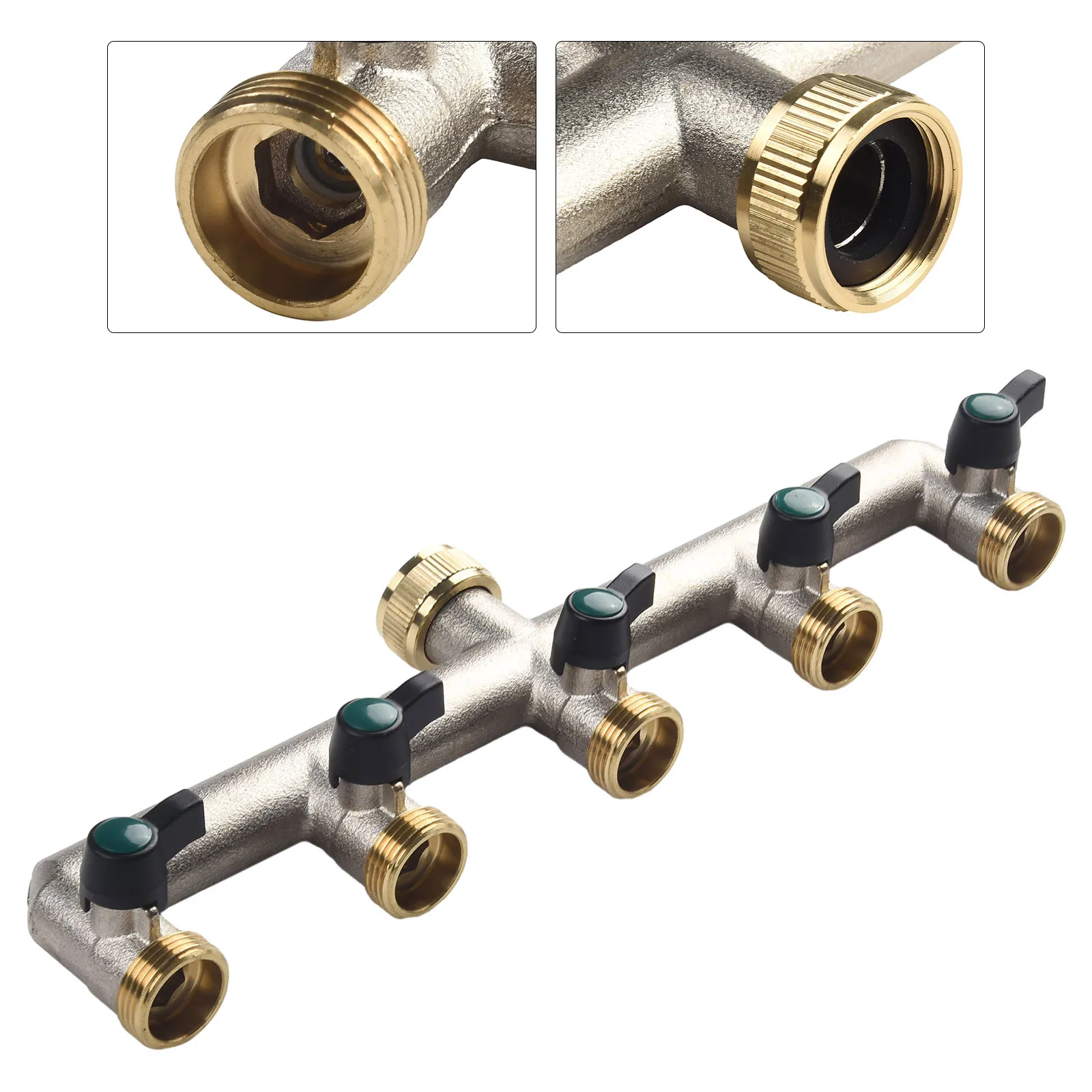 

5-way Brass Water Tap Distributor 3/4 Inch Water Distributor 5 Garden Hose Garden Irrigation Watering 5-Way Divider Hose Fitting