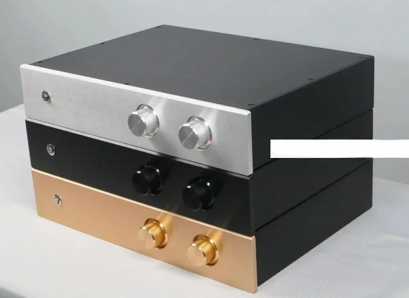 Full Aluminum Enclosure HiFi DIY Audio Preamp Case Power Amplifier Chassis 4308 silver black golden panel for choose