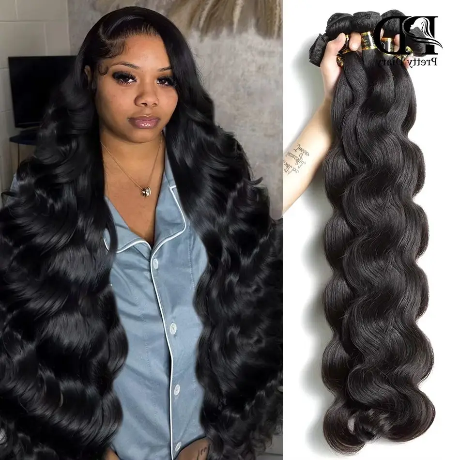 

30 inch Body Wave Brazilian Human Hair Weave Bundles Water Wave Raw Virgin Remy Doule Drawn Wholesale Natural Tissage