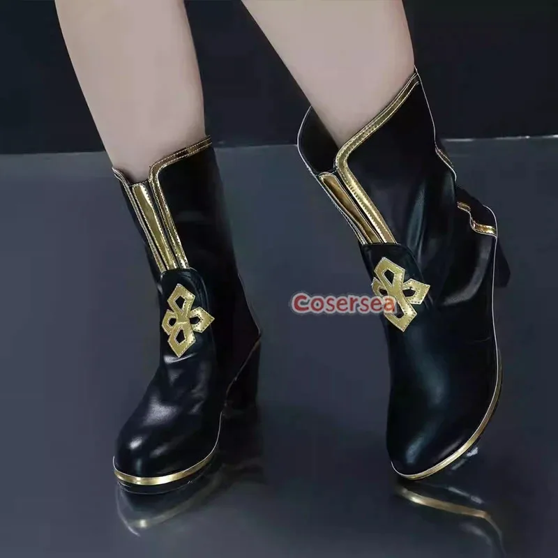 أحذية wiwiwi 123Cosersea Healing You'tan التأثيرية لعبة Wuthering Waves أكاديمية Huaxu باحث Baizhi Black PU Leather Co