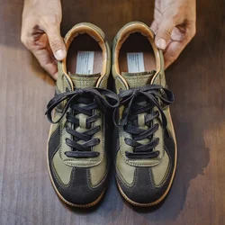 Maden Vintage Men's Training Shoes for Spring and Autumn Low Top Board Shoes Olive Green Casual Shoes Retro Sports Shoes