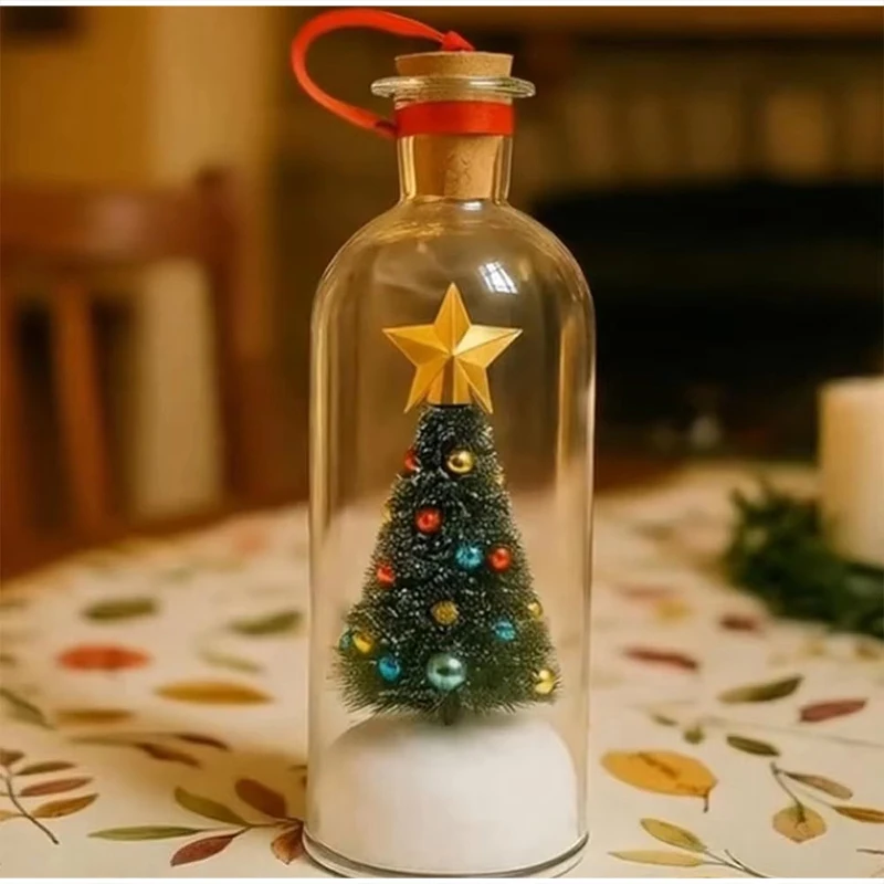 Weihnachtsbaum-Segenflasche Vintage Glas Schneeszene Ornament Kreative Weihnachts-Tischdekoration Festliches Partygeschenk – Detail 5