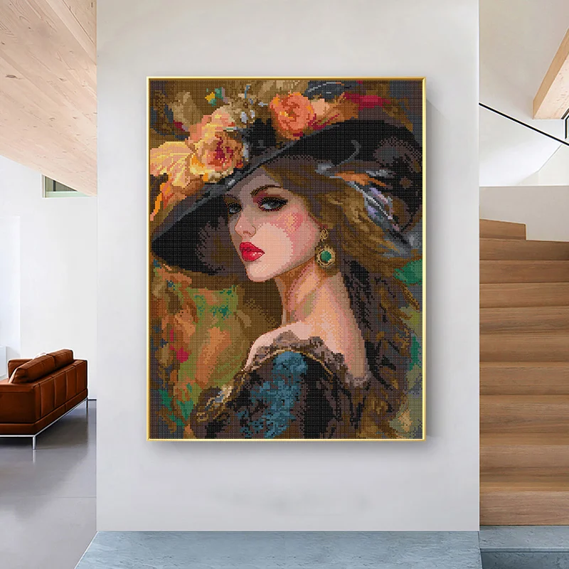 Joy Sunday Cross Stitch Set Aida 11CT 14CT 16CT Feisty and Elegant Woman Printing Sewing Kit DIY Children Hand Embroidery Gifts