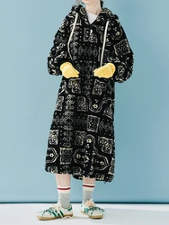 Lamb fleece hoodie imakokoni 2024 women's winter thick pullover mid length hooded jacket 244887