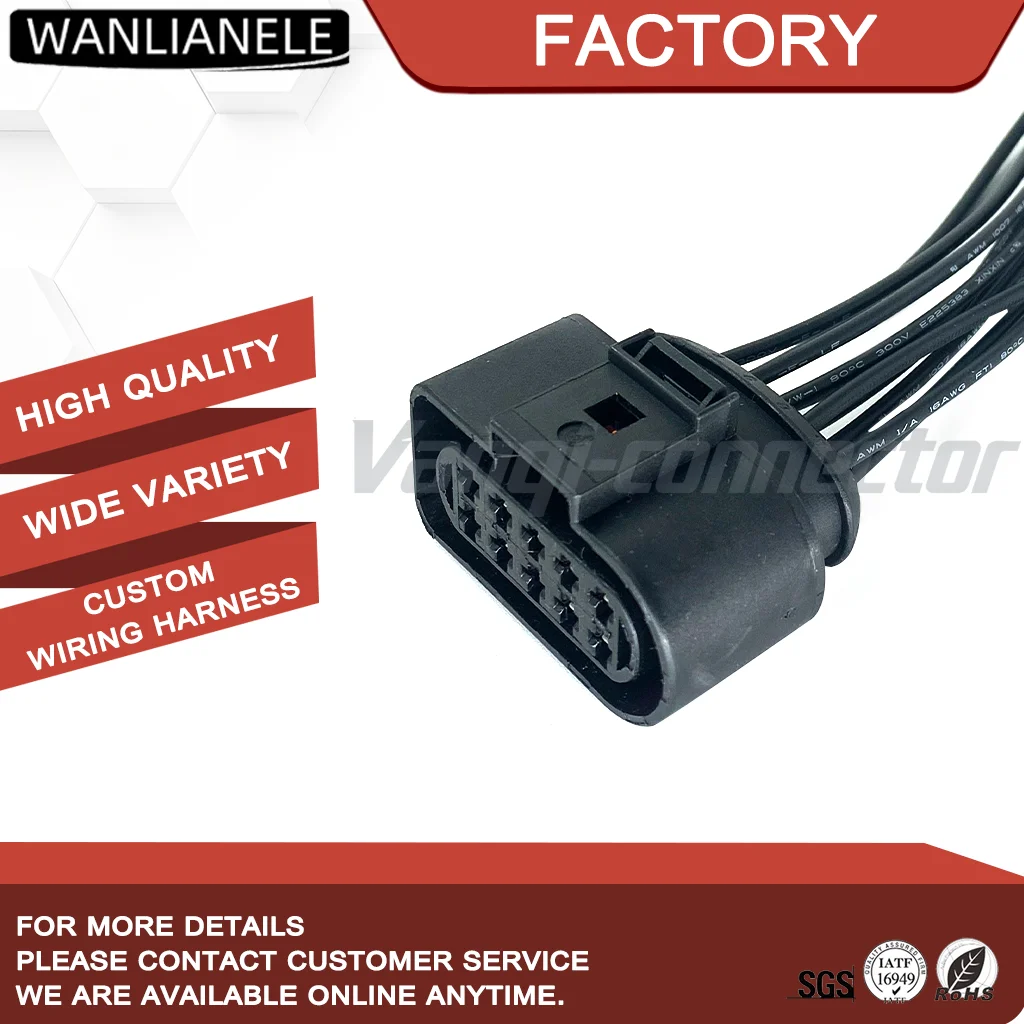 50set 1J0 973 735 10Pin Waterproof Headlight Connector Housing 2Row Black Car Wiring Harness Plug