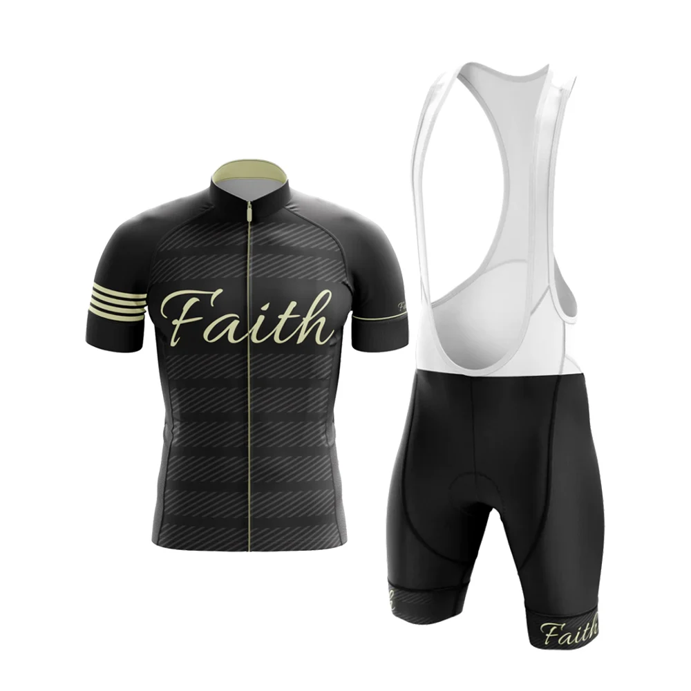 Hot Retro Faith Men's Cycling Jersey Set Short Sleeve Mountain Bicycle Racing Clothes