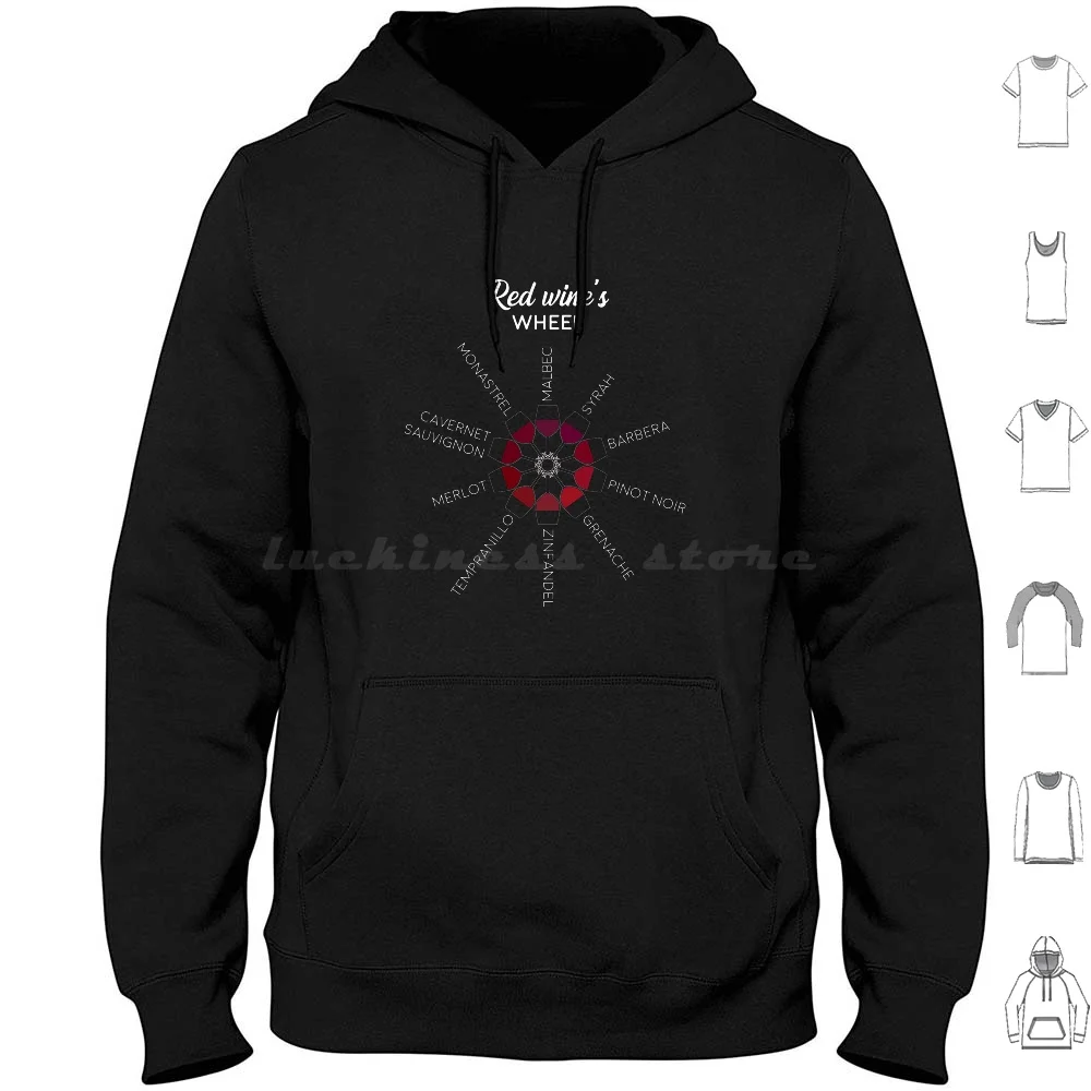 Red Wine'S Wheel Hoodie cotton Long Sleeve Wine Grape Varietals Red White Pink Drinks Flavors Colors Wine Cellar Pub