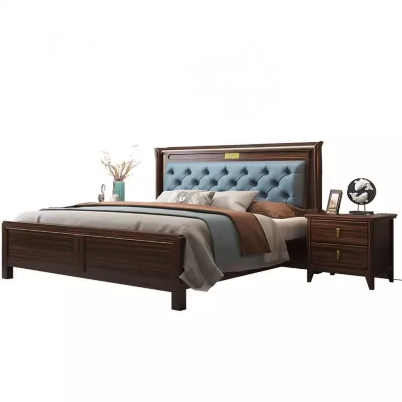 

New Chinese ebony bed master bedroom, double soft bed