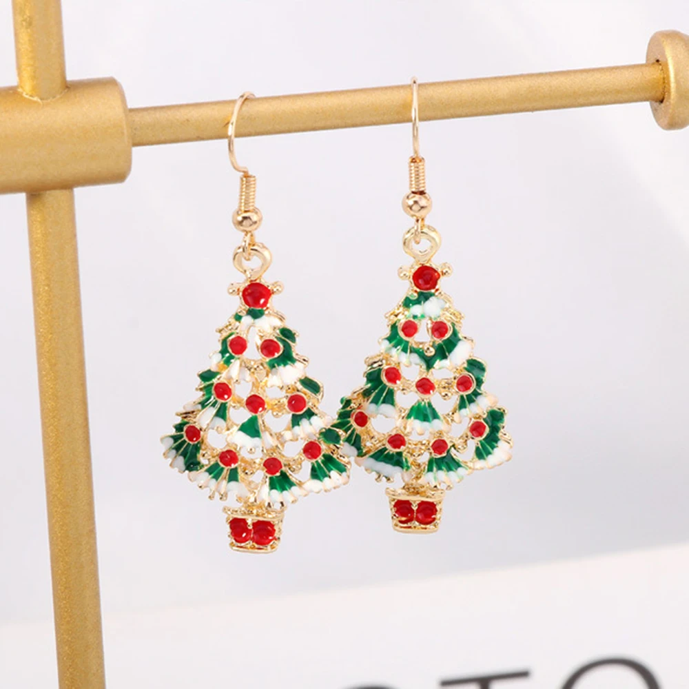 Christams Tree Drop Earrings Ear Decorations Fade Resistant Alloy Hypo-allergenic Hook Jewelry for Wife Mother Daughter Friends