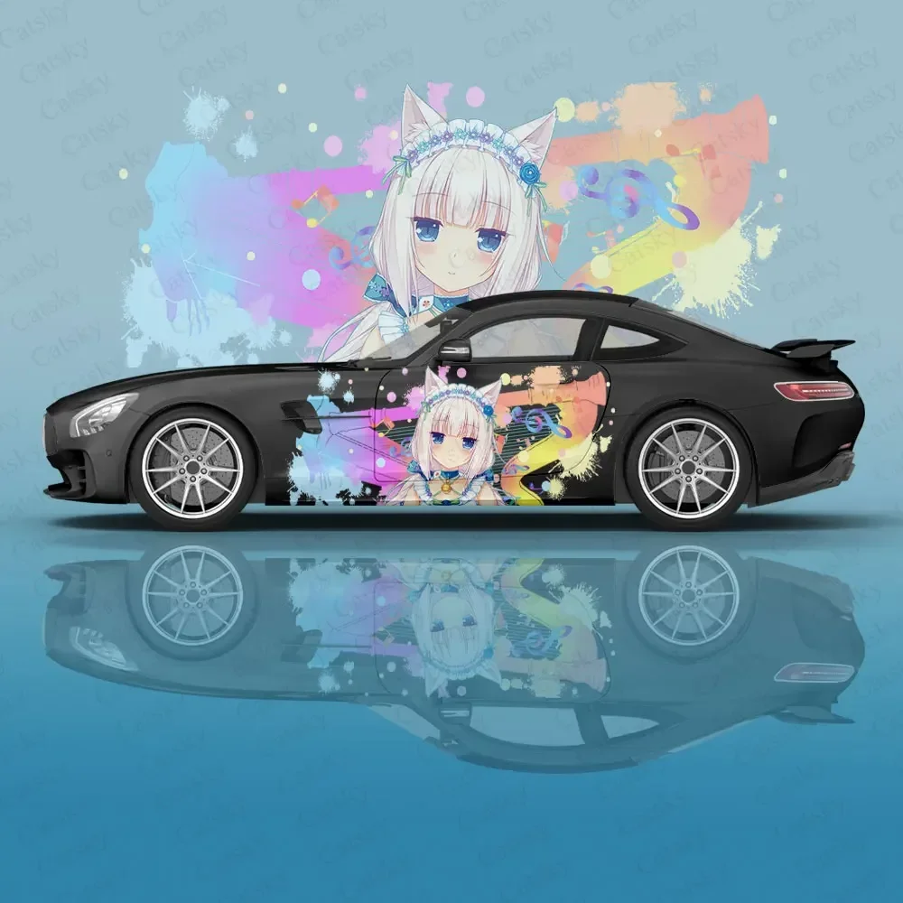 Custom Vanilla (Neko Para) Car Accessories Anime Body Stickers Auto Side Vinyl Film Decal Body Sticker SUV Decoration Pattern