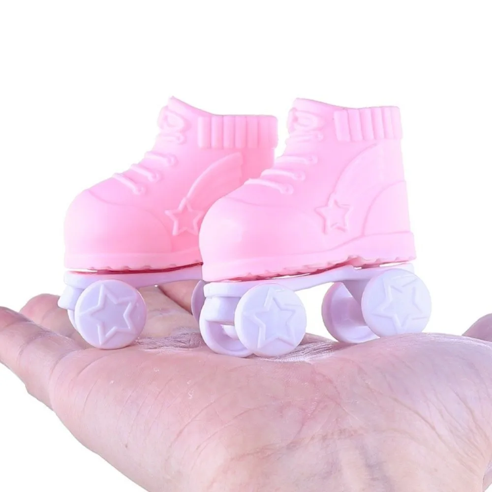 1 Pair Removable Doll Figure Roll Skates Fits Foot Soles 4x3cm PVC 1/6 Doll Skating Shoes Tiny Plastic Shoe