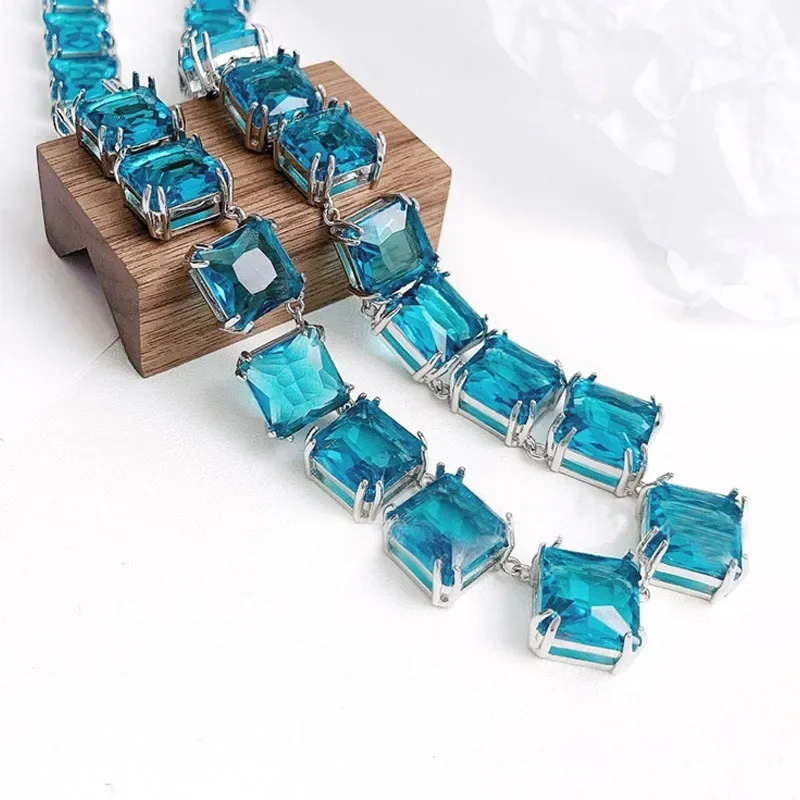 NONE Original 2025, Halskette, edles Schmuckset für Frauen, Wassertropfen, geometrischer Zirkon, Kristall, Halskette, Armband, Ohrringe, Schmuck 10