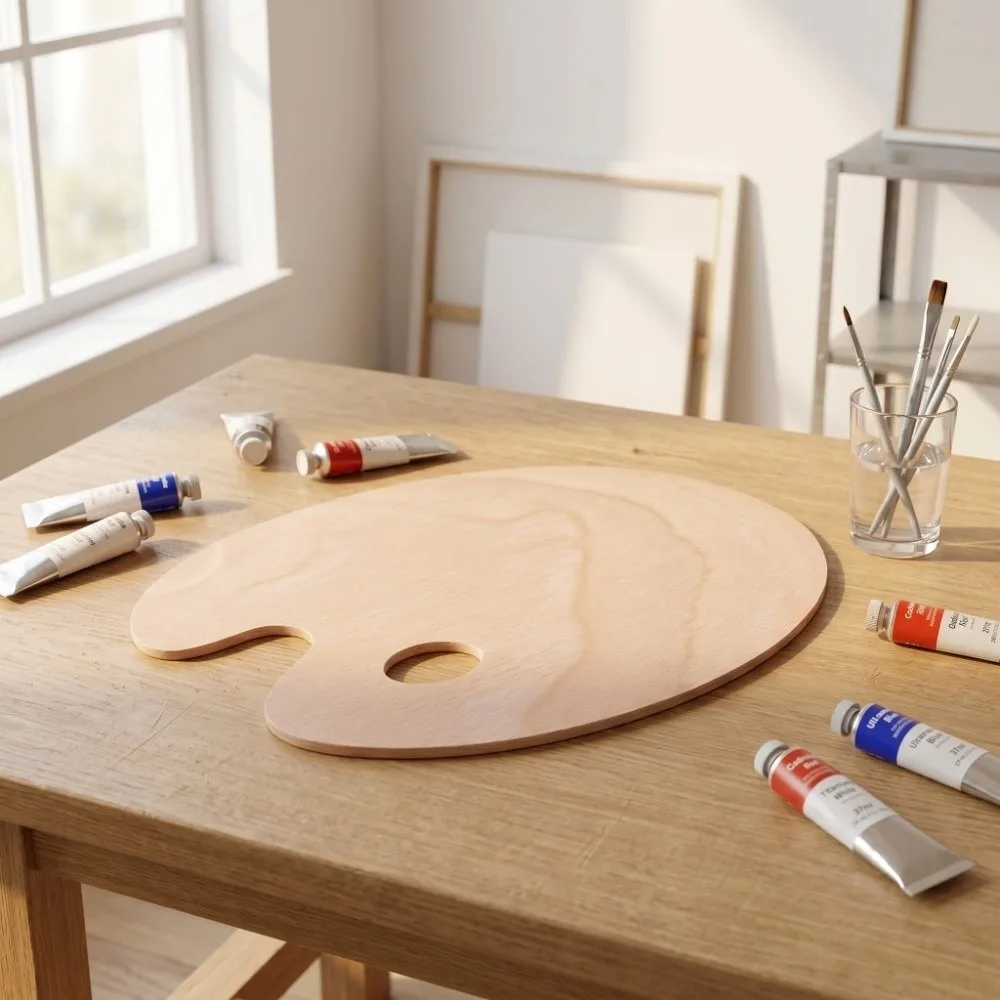 Sealed Wood Surface Wooden Paint Palette Smooth Mixing Plane Large Capacity Sealed Wood Color Tray Solid Wood Material