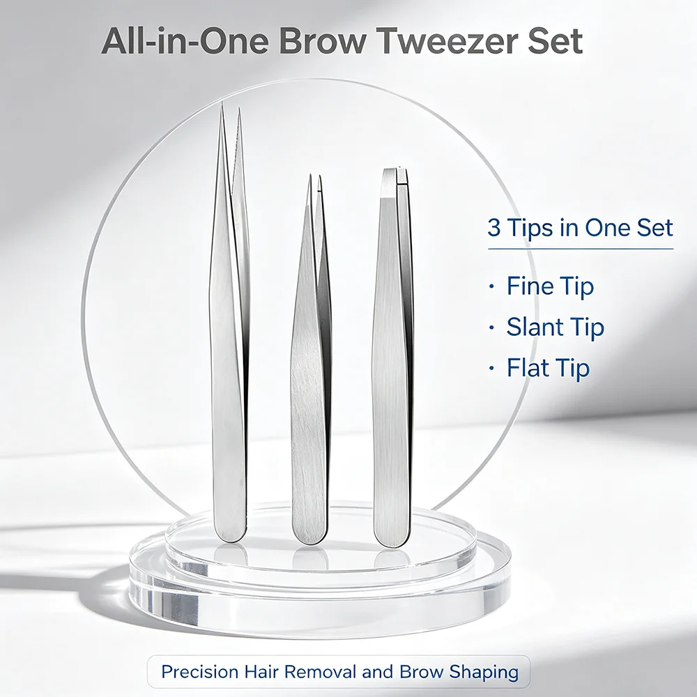 Polished Tight Closure Stainless Steel Eyebrow Tweezers For Beauty Workers Pluck Tiny Facial Hairs Reusable Brow Trimming Tool