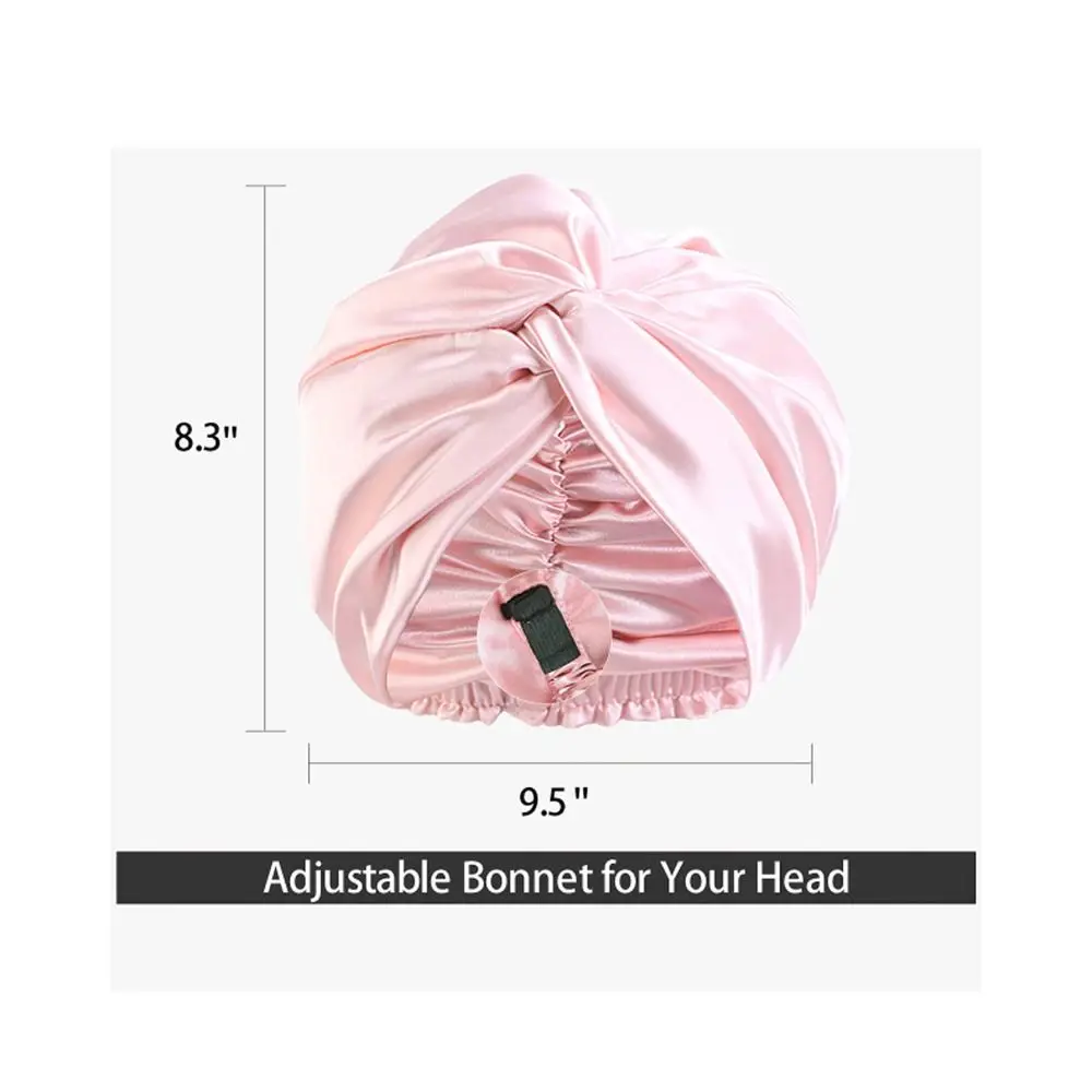 Double-layer Satin Sleep Cap Soft Elastic Adjustable Silky Satin Bonnet Curly Hair Headwear Hair Cap Sleeping