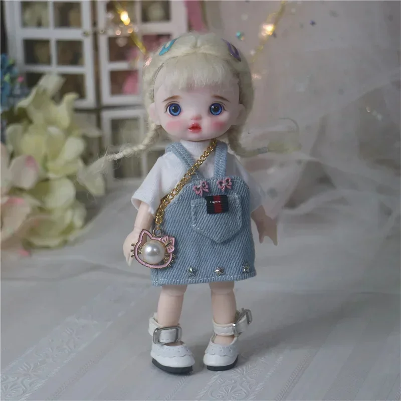 16cm Cute Bjd Diy Dress Up Doll 1/8 Joints Movable Fashion Princess Doll 3d True Eye Girls Birthday Full Set Accessories Gift