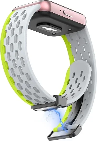 Magnetisches Silikonarmband für Samsung Galaxy Fit 3 / Galaxy Fit 3, atmungsaktives Mesh, magnetisch, faltbar, schwarzes Schnallenarmband – Detail 5