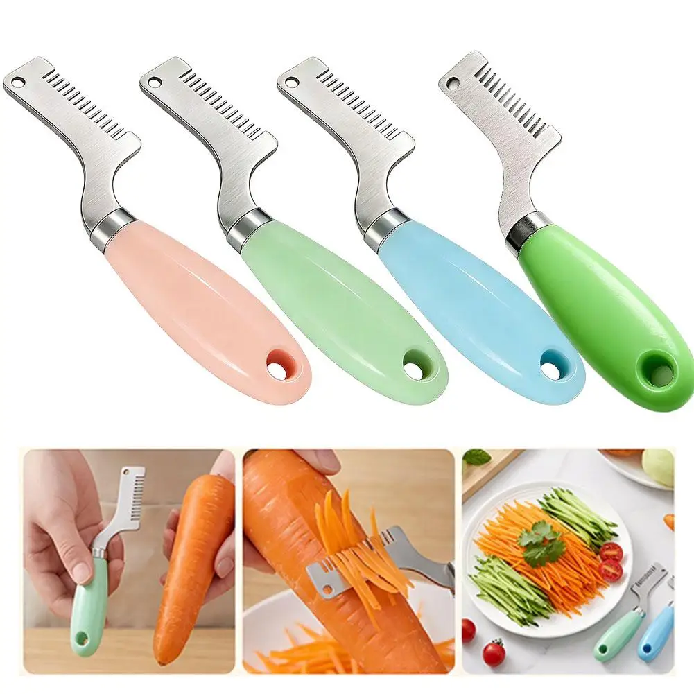 Professional Scallion Slicer Green Onion Cutter with Curved Design Stainless Steel Blades Wooden Handle Kitchen Cooking Tools
